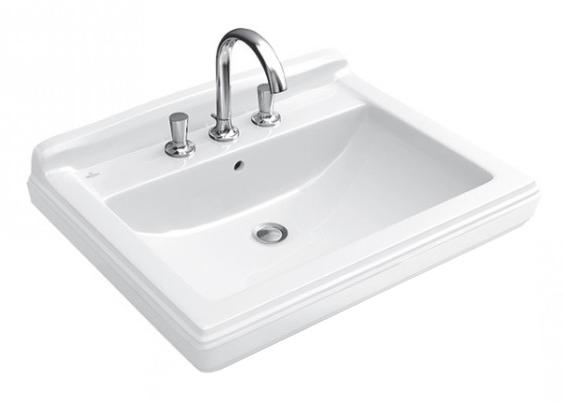 Раковина 650х530мм, 3 отв. д/смес., установка на пьедестал 7232 и п/пьед. 7231  (R2 Star white ceramicplus), Hommage ZZ
