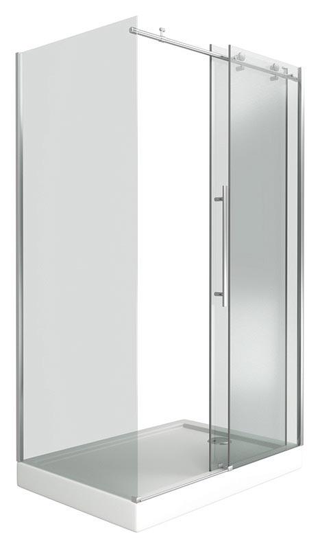 Боковая часть 90 см. для душевого Г-образного ограждения "Пуэрта",  проф.хром, прозрачн.стекло XX