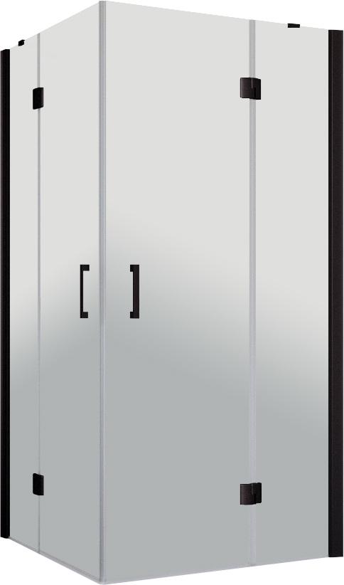 Душевое ограждение AFA 90x90x190 см, двери распашные, профиль черный матовый, стекло прозрачное ZZ