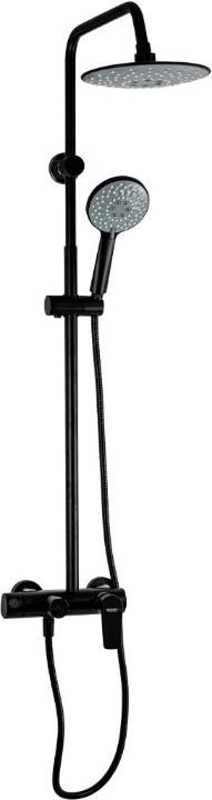 Душевая стойка с поворотным изливом и верхним душем, цв.черный ZZ