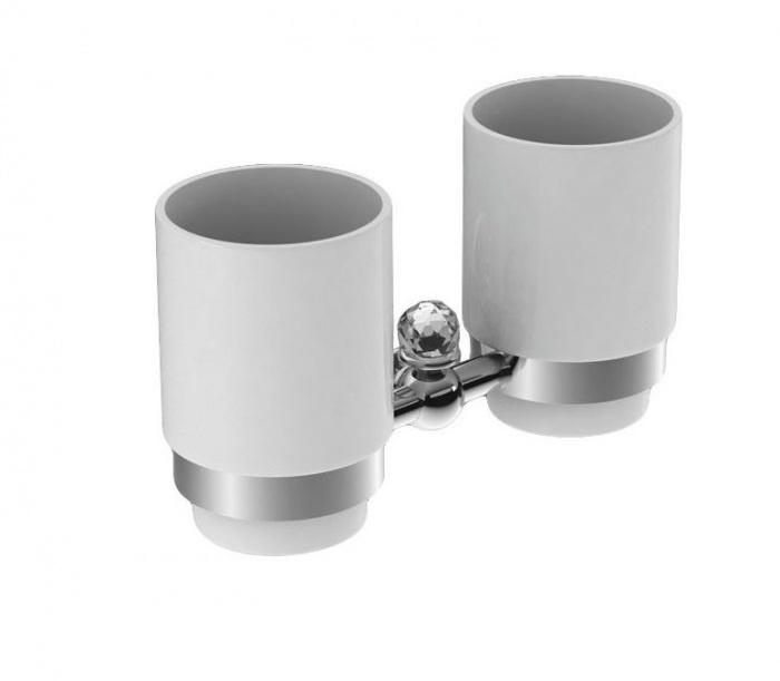 Стакан настенный двойной (цв. хром / керамика), Antic Cristal ZZ