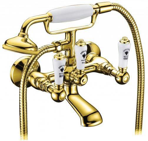 Смеситель для ванны Люмьер, короткий излив, с установочным комплектом, аксессуарами, золото KL