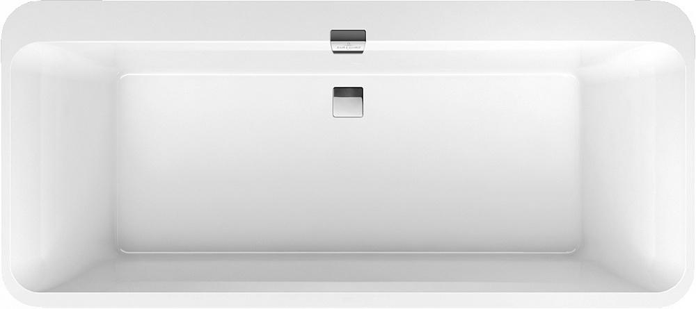 Ванна 1800х800хh450мм, овальная. модель, (кварил цв.белый), (ножки пласт. h145-180мм, слив-перелив, крышки цв.белый и хром в комп.), Squaro Edge 12 ZZ