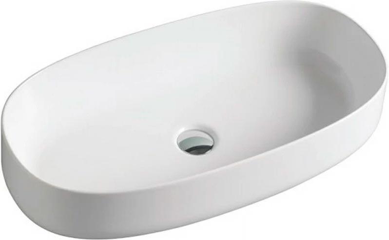 Раковина накладная на столешницу, овальная 680х350хh150мм, без отв.д/смесит., без перелива, (цв. matt white), Cognac ZZ