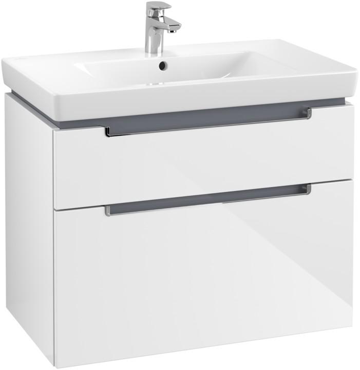 Тумба 787хh590х449мм, для раковины 7175 80/81, 2 выдвижн. отдел.,  крепеж в компл., ручки цв.хром глянец, (цв. DH Glossy White), Subway 2.0 ZZ