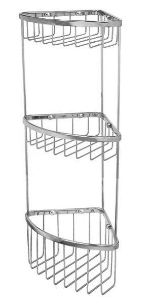 Полочка-решётка 19х19хh54см, угловая тройная настенная (цв.хром), крепл.в компл., Andrea ZZ