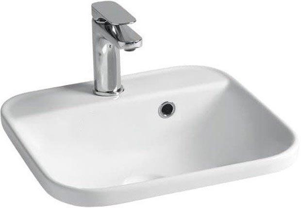 Раковина встраиваемая в столешницу сверху, квадратная 400х400мм, с отв. д/смесит., с переливом, (цв. белый), Glo Evolution ZZ