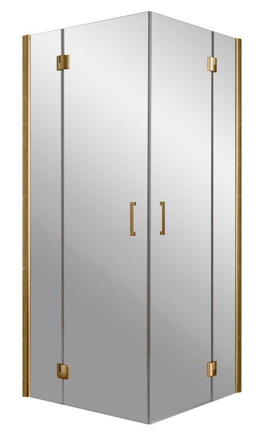 Душевое ограждение угловое квадратное, двери распашные AFA LUX 100 05 01 профиль бронза  стекло прозрачное, ZZ