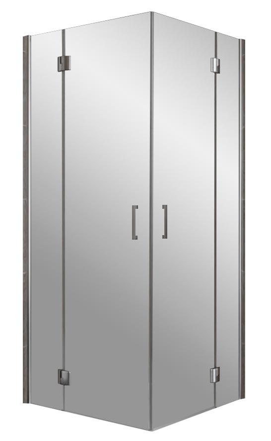 Душевое ограждение AFA-Lux 100x100x1995, двери распашные, профиль матовый хром, стекло прозрачное, БЕЗ покрытия ZZ