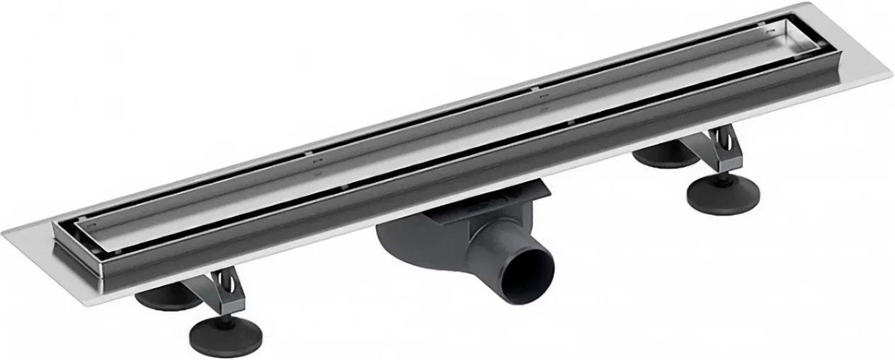 Дренажный канал 700мм,(лоток 640мм),готовый комп,сифон выход вбок0,7л/с,ножки,мембрана антизапах,основа д/плитки"tile"и решетка"steel"2 в1 TecelinusZZ