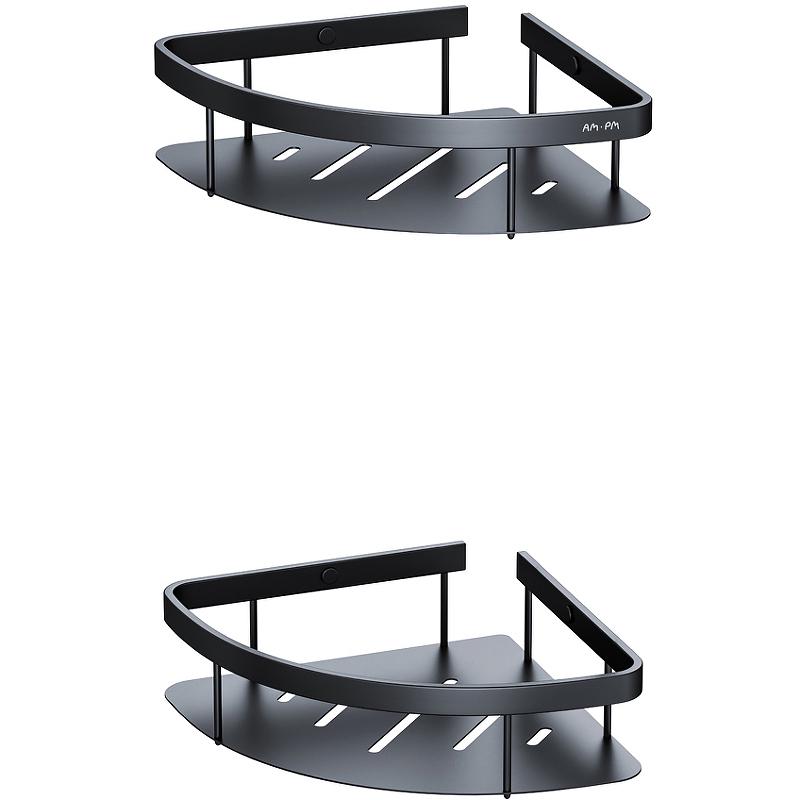 Полка для душа угловая двухъярусная, цв.черный матовый, ZZ