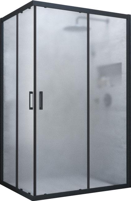 Душевое ограждение ZA-F NOVO, 100x120x210 см,  профиль черный матовый , стекло сатин ZZ