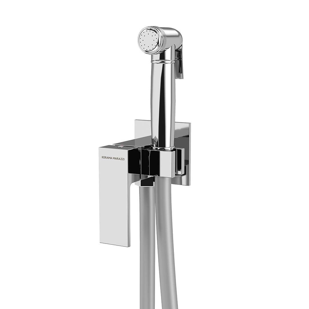 Смеситель встраиваемый с гигиеническим душем, держателель + лейка, хром