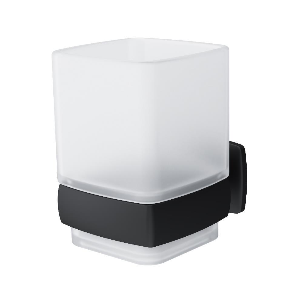 Стаканчик стеклянный, настенный, Gem, цв. черный матовый, ZZ