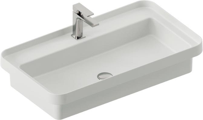 Раковина встраиваемая в столешницу сверху, прямоугольная 800х450мм, с отв. д/смесит., без перелива, (цв. белый), Fuori Scala ZZ