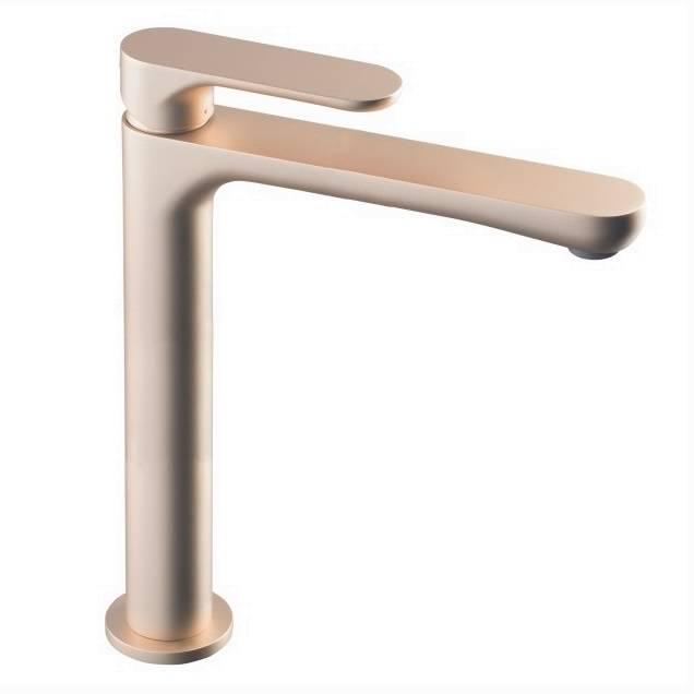 Смеситель для раковины OLE однорычажный высокий без донного клапана, золотой атласный ZZ