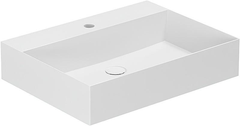 Раковина подвесная/накладная 60х45х12,5см, с 1 отв. для смесителя, без перелива, задняя стенка без глазури, без крепл., (цв.белый), Elegance ZZ