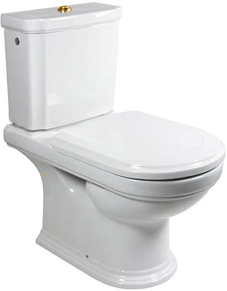 Бачок для унитаза,смыв 3/6л., подвод воды сбоку справа/слева, сзади, кран/перекр. в компл., кнопка латунь, (R2 Star white ceramicplus), Hommage ZZ