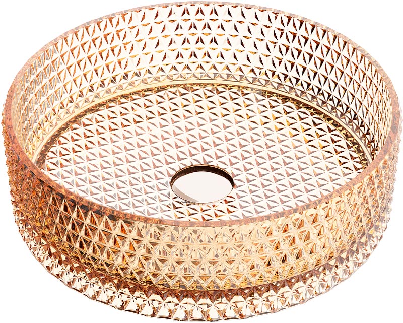 Раковина накладная, круглая 360х360х11 2мм, цвет золотой