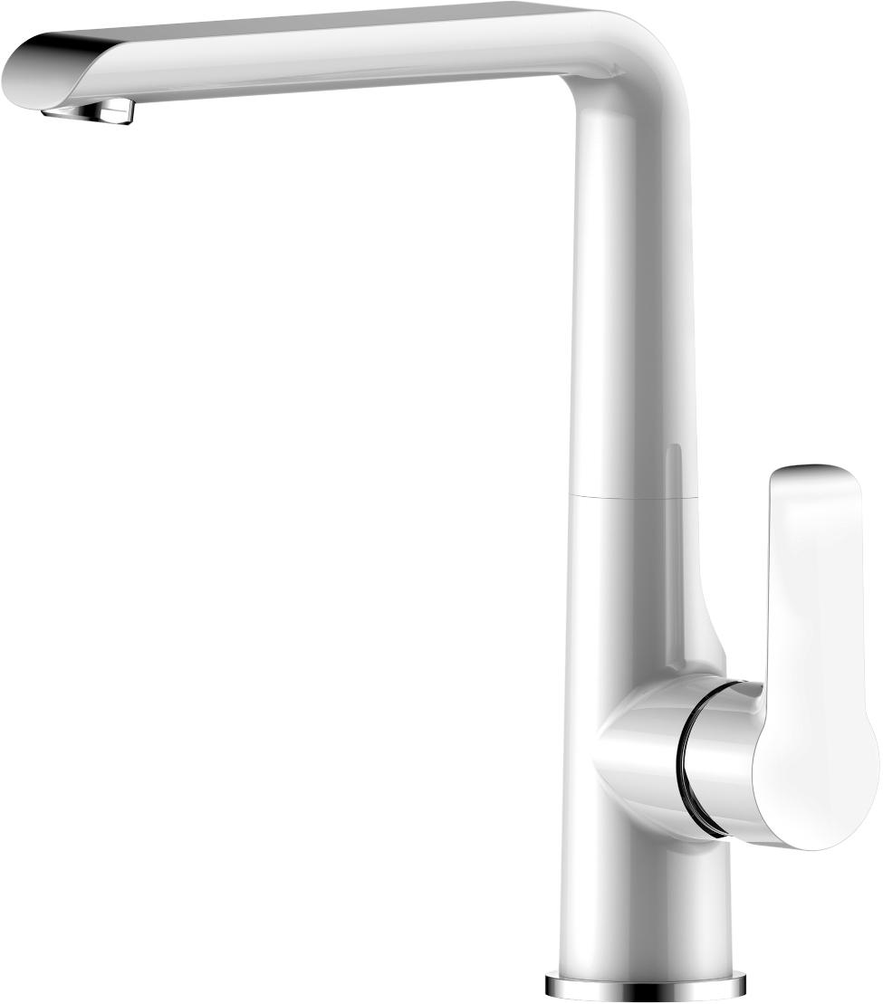 Смеситель для кухни, БЕЗ донного клапана, белый