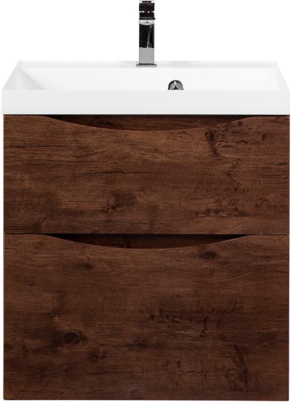 База под раковину подвесная с двумя выкатными ящиками, 600х450х500мм, (цв.Rovere Moro), Marino ZZ