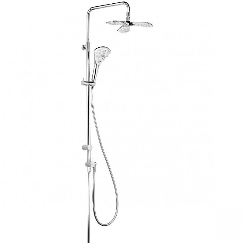 Душевая система Fizz Dual (стойка, верхний душ, ручная лейка 3 реж., держатель, шланг), xром ZZ