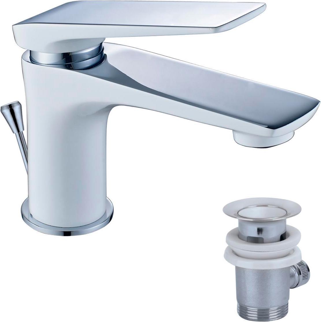 Смеситель для умывальника Allegro , c донным клапаном, белый/хром