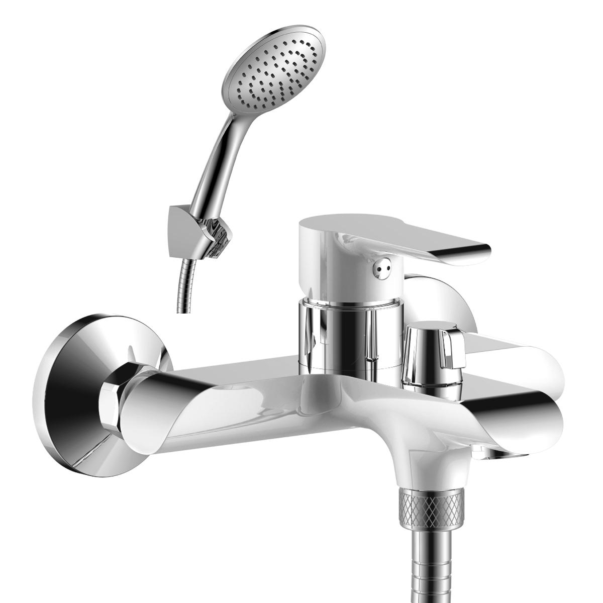 Смеситель для ванны с душем W W35-31, душ. гарнитур в комплекте, цв. хром/белый, ZZ