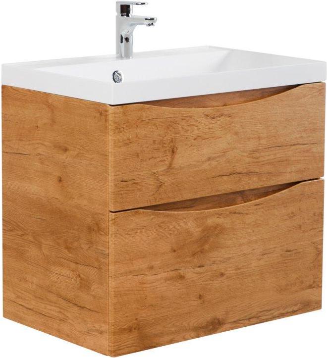 База под раковину подвесная с двумя выкатными ящиками 700x450x600мм, цвет Rovere Nature, Marino ZZ