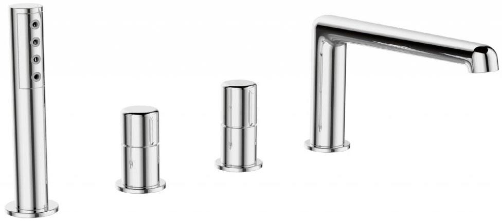 Смеситель для ванны, встраиваемый в борт, на 4 отверстия, с душ.гарнитуром, (цв.хром), Uno ZZ