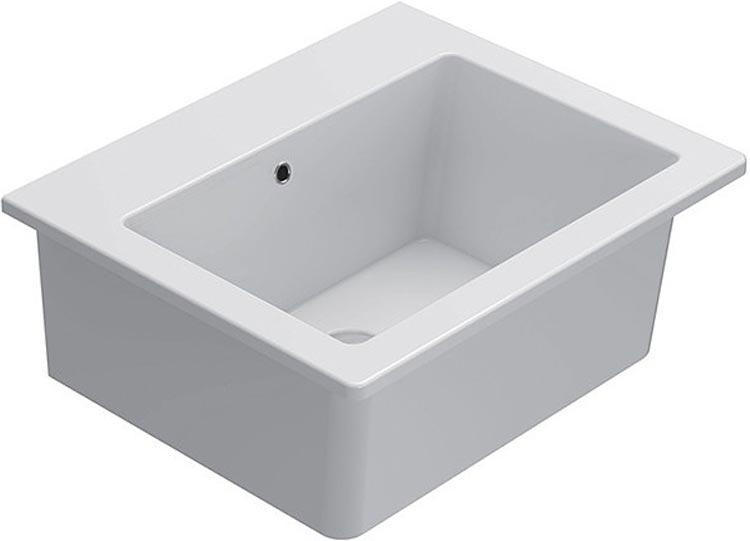 Раковина хозяйственная 60х55хh25см, с 1 отв.д/смесит., (отверстие выбито вручную), с переливом, крепеж в компл., Forty3 ZZ