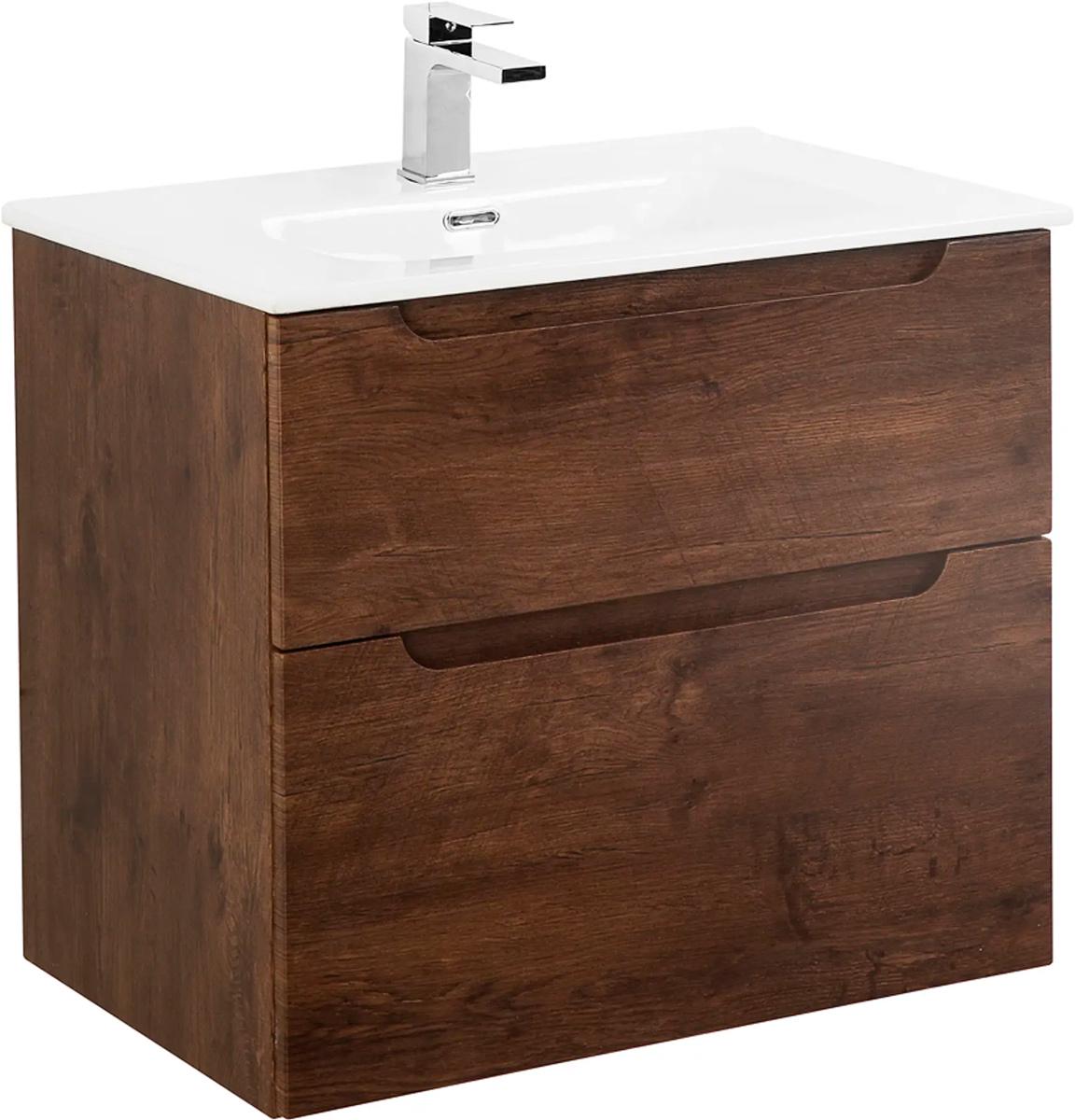 База под раковину подвесная с 2 выкатными ящиками, 600х455хh600мм, (без раковины), (цв.Rovere Moro), Etna ZZ