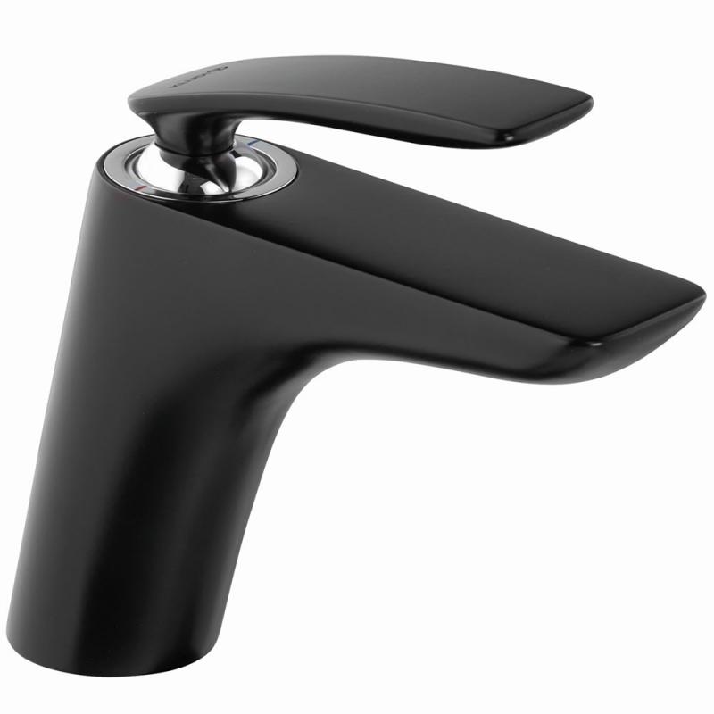 Однорычажный смеситель для раковины без донного клапана, чёрный матовый/хром, ZZ