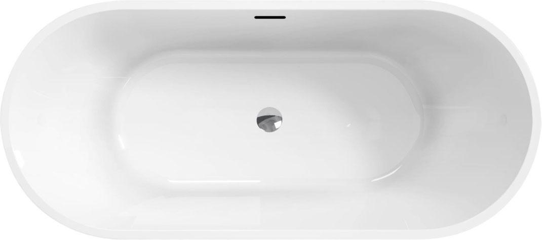 Ванна 1700х750хh580мм, отдельностоящая, интегрированный слив-перелив, донный клапан цв.хром в компл., (акрил цв.белый), Uno ZZ