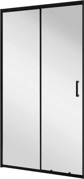 Дверь для душа, в нишу 110хh195см, раздвижная, 1 дверь, 1 неподв.секция, правая/левая, (стекло прозрачн.5мм, фурн.цв.черный мат.), Uno ZZ