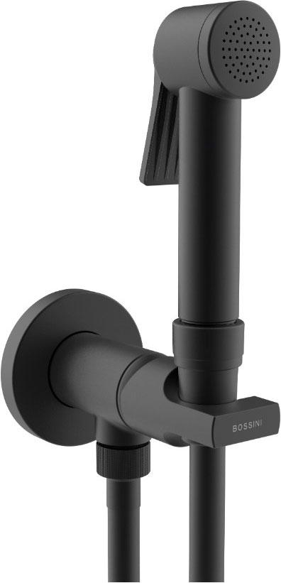 Смеситель совмещённый с гигиеническим душем, (готовый комплект: лейка металл, шланг 125см., скрытая часть), (цв.черный матовый), Apice ZZ