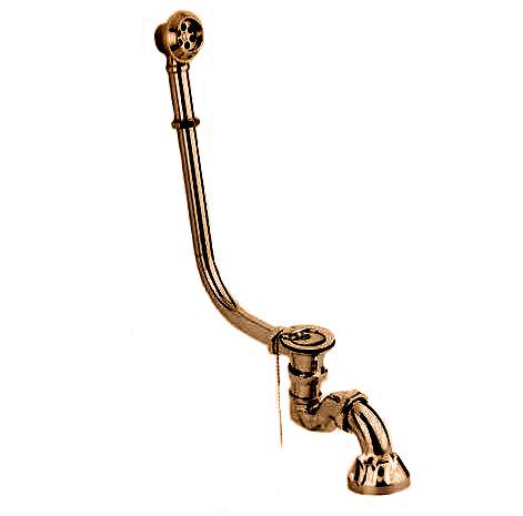 Слив-перелив для ванны, открытый монтаж, цепочка с пробкой, гидрозатвор в компл., (металл цв.бронза), BelBagno ZZ