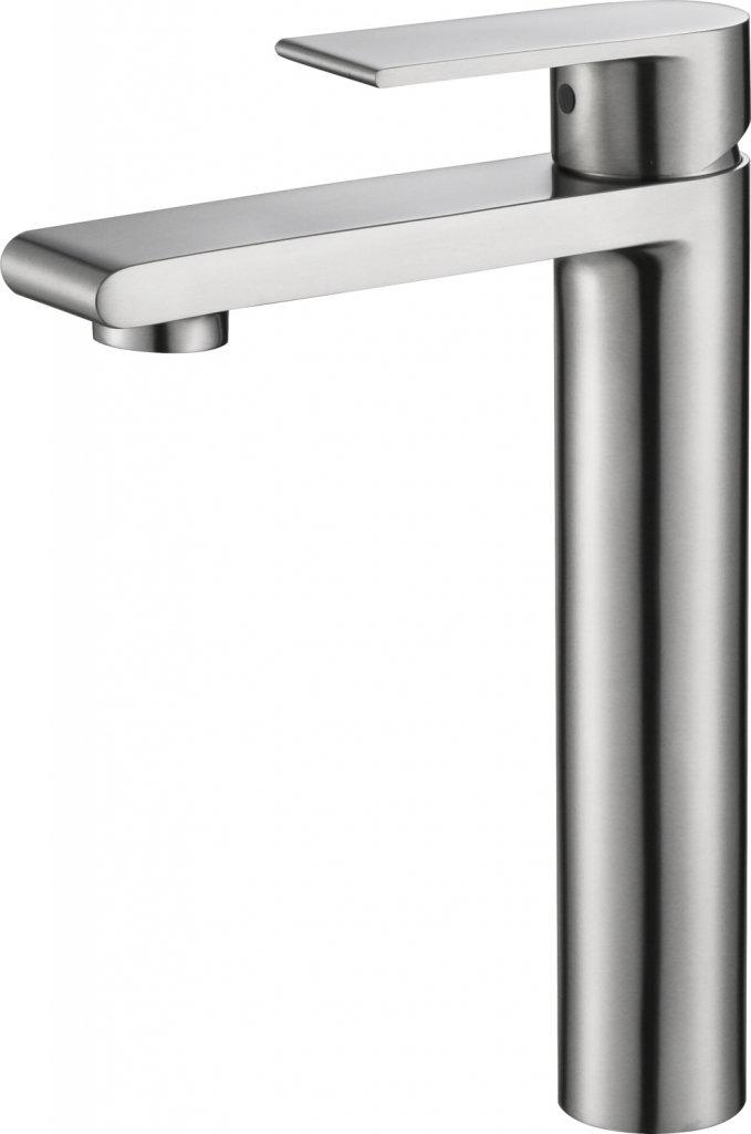 Смеситель для раковины, Высокий, без д/к, (нерж. сталь, цв.сатин), Nova ZZ