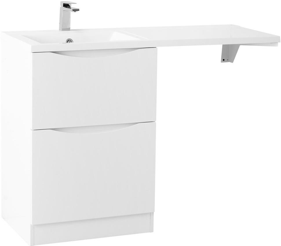 База под раковину напольная с двумя выкатными ящиками, 580x480xh860мм, для установки рядом со стир.маш., без раковины,(цв.Bianco Lucido),Lavanderia ZZ