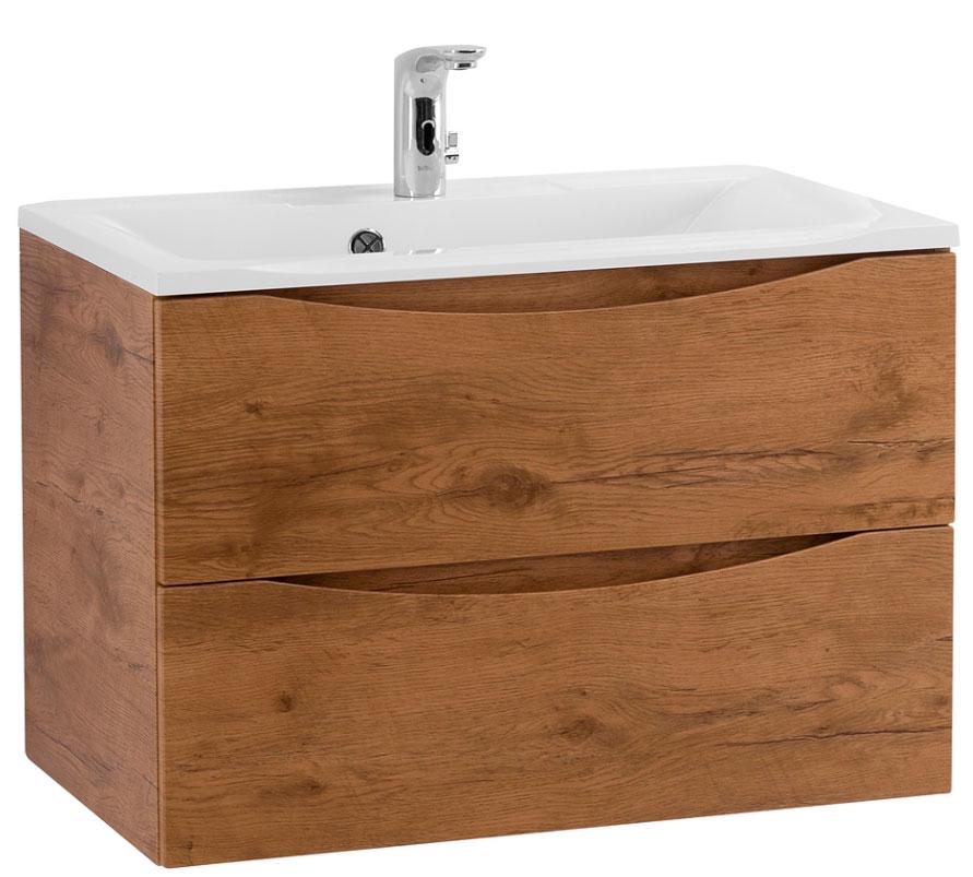 База под раковину подвесная с 2 выкатными ящиками, 750х450хh500мм, без раковины, (цв.Rovere Nature), Marino ZZ