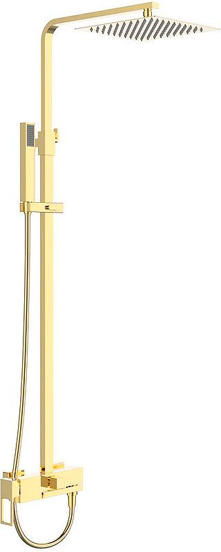 Смеситель для душа, со стационарным верхн.душем 25х25см., душевая лейка, шланг в компл., (цв. золото), Luce ZZ