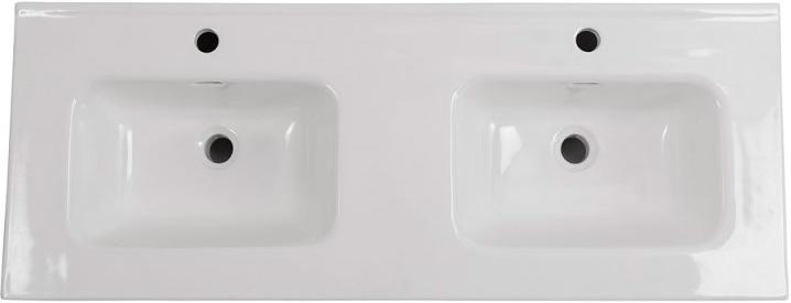 Раковина (ПРОДАЖА ТОЛЬКО С БАЗОЙ ПОД РАК.) 1210x460мм, двойная, по 1 отв.д/смесит. в каждой чаше, с переливом, (керамика, цв.белый), BelBagno ZZ