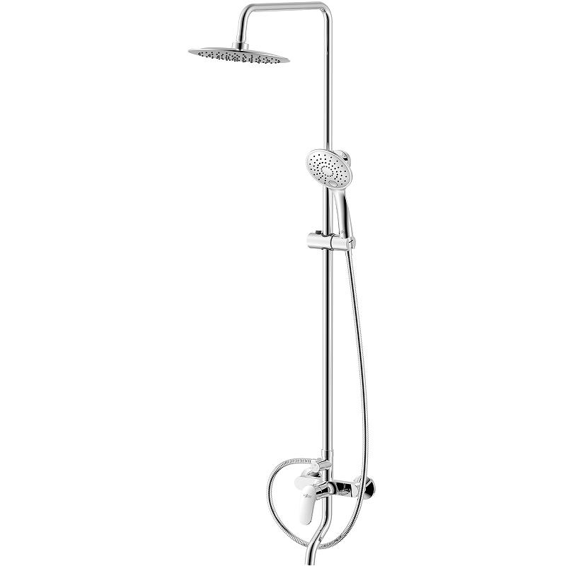 Душевая стойка для ванны/душа, излив, ручной + верхний душ, шланг, цв. хром XX