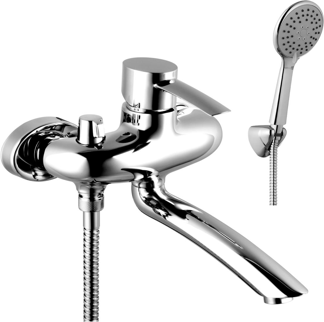 Смеситель для ванны с длинным изливом, хром