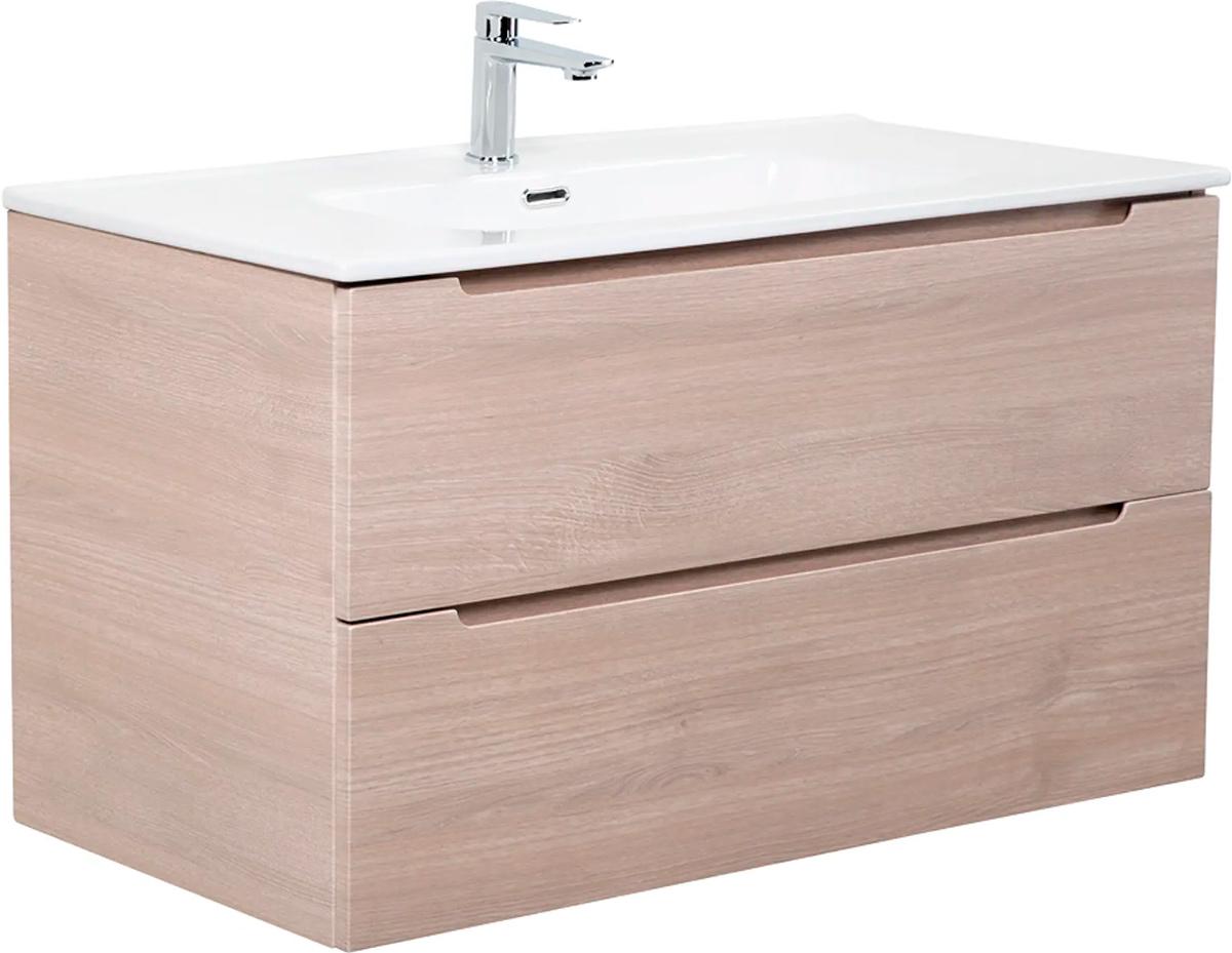 База под раковину подвесная с 2 выкатными ящиками, 1010х460х515мм, (без раковины), (цв.Rovere Grigio), Etna ZZ