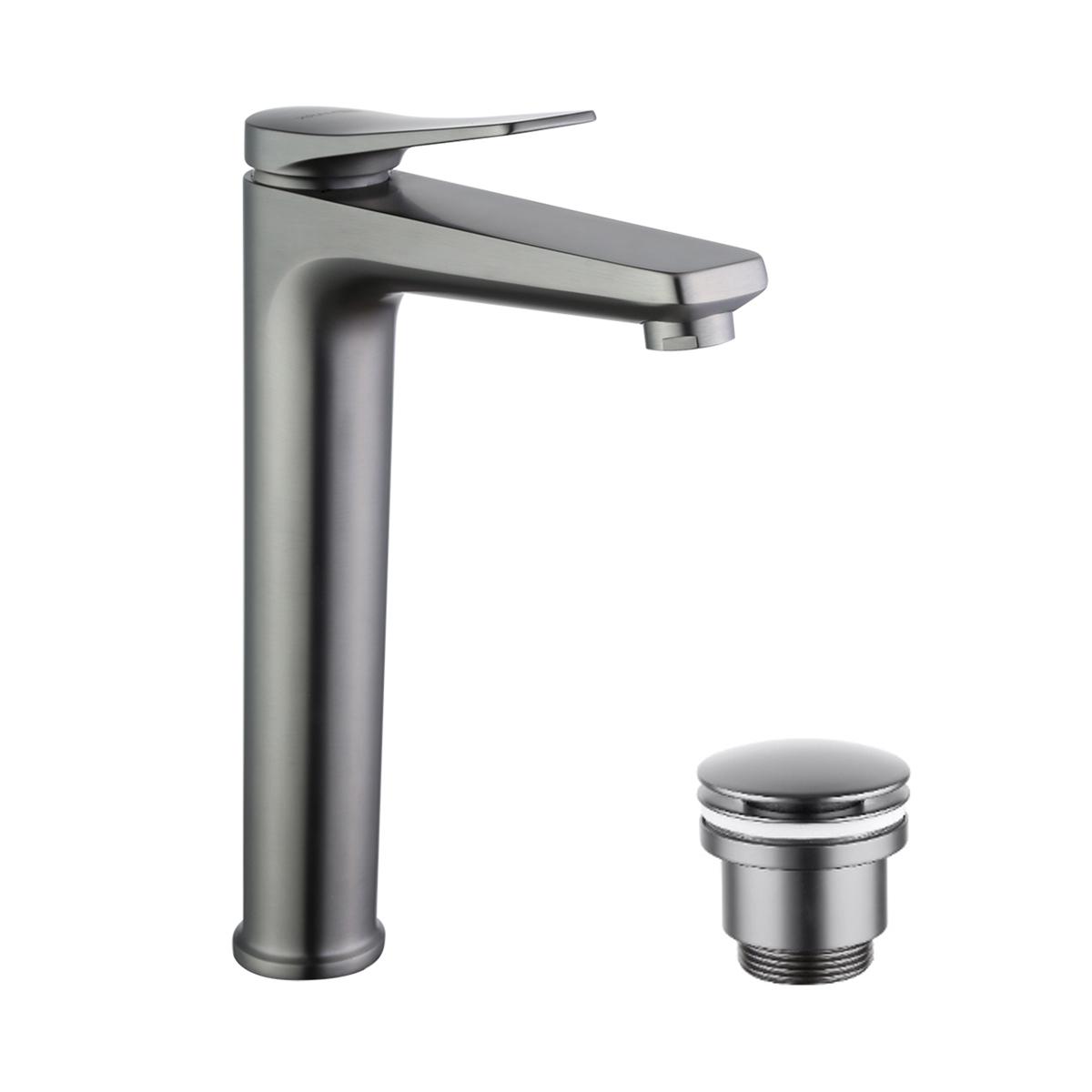 Смеситель высокий для раковины Bronx с д/к, цвет графит