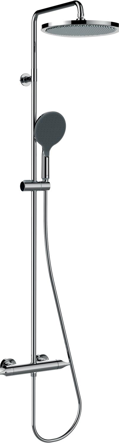 Смеситель-термостат для душа, со стационарным верхним душем d280мм., душевая лейка 140мм, шланг в компл., (цв.хром), Apice ZZ