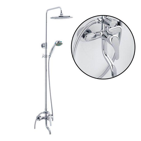 Душевая стойка 128 см., смеситель с изливом, верхний и ручной душ, хром XX