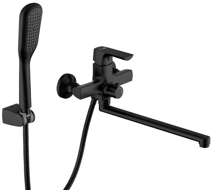 Смеситель для ванны и душа Ursus LM7251BL, 1-функциональной лейкой и поворотным изливом, чеерный матовый, ZZ