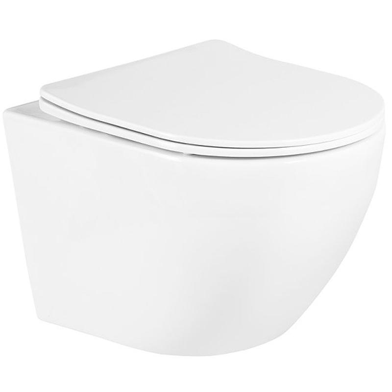 Унитаз подвесной, безободковый, 482х360мм, сиденье с микролифтом, крепеж в компл., Uno ZZ